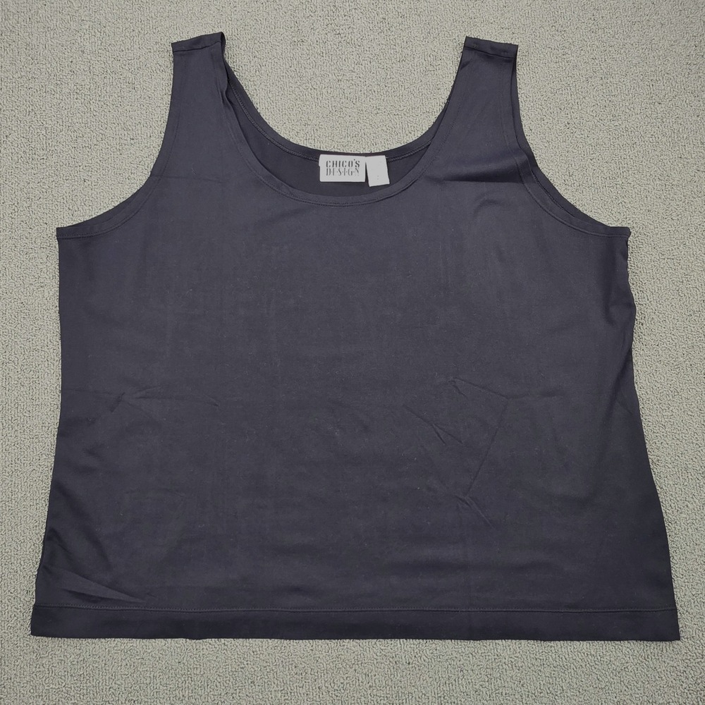 Chico's Design Womens Black Scoop Neck Sleeveless Tank Top Size 3‎